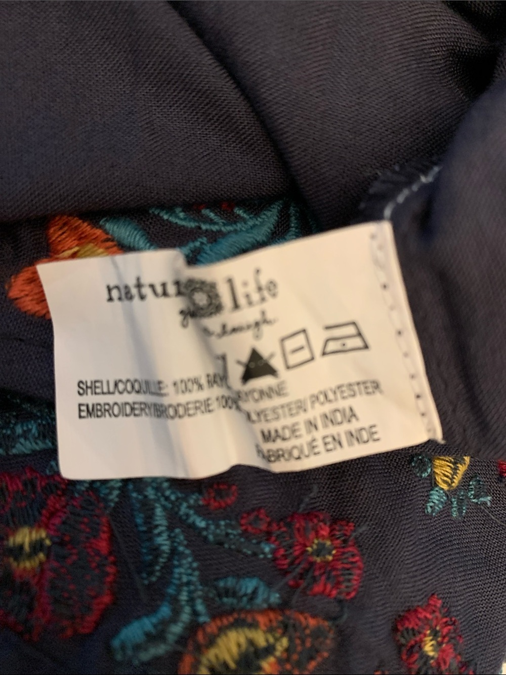 Natural Life Women’s Gray Multicolor Floral Embroidered Boho Dress Size S - Picture 5 of 8